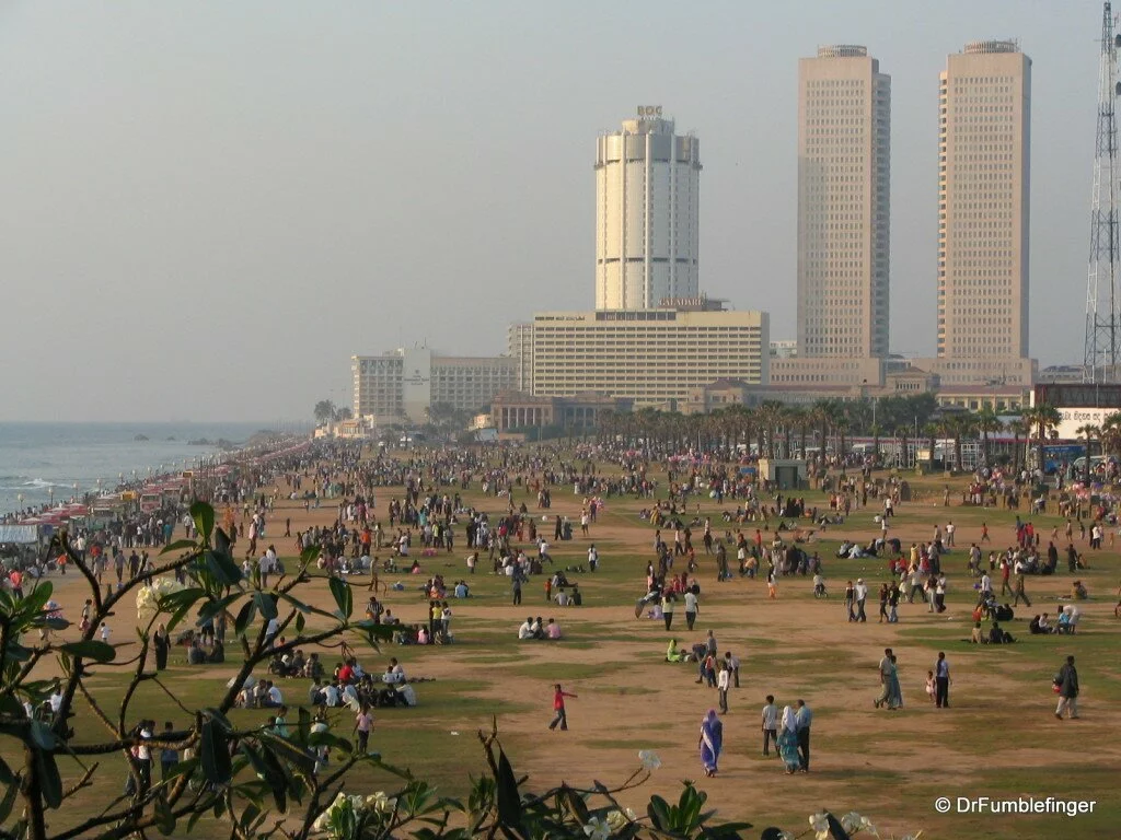 015. Galle Green, viewed from Galle Face Hotel. Families love to come here at dusk to enjoy the sunset and cool breezes