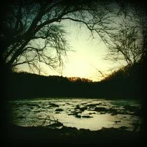 Sunset on the French Broad River in Asheville, NC